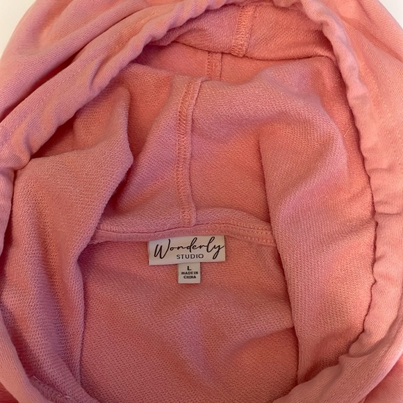 NWT Wonderly Studio Pink Peony Adore Texture Hooded Sweatshirt - Picture 13 of 16